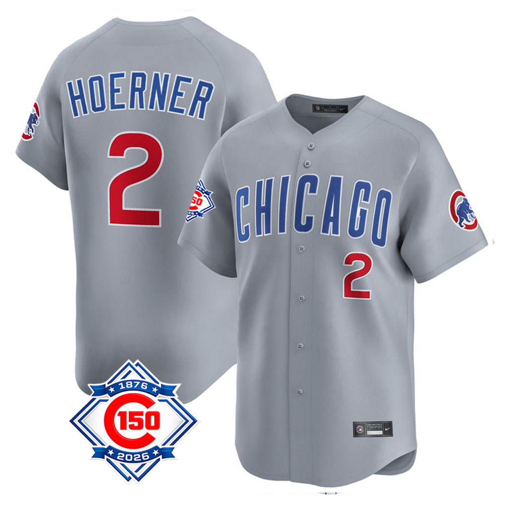 Chicago Cubs #2 Nico Hoerner Player Gray Fedasgoge Road 150th Anniversary Limited Home Stitched Jerseys