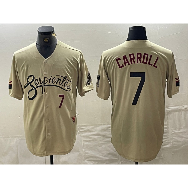 Arizona Diamondbacks #7 Corbin Carroll Number 2021 Gold Fedasgoge City Connect Cool Base Stitched Jerseys