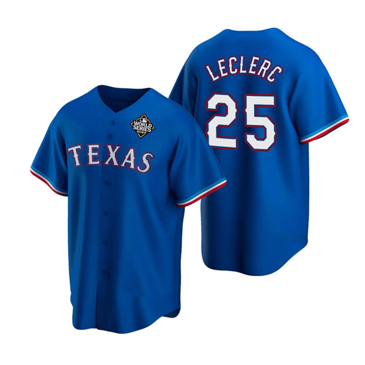 Texas Rangers #25 Jos¨¦ Leclerc Royal Fedasgoge 2023 World Series Stitched Jersey