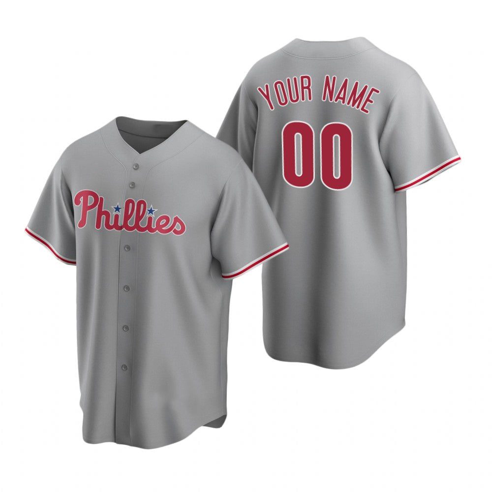 Custom Philadelphia Phillies Gray Fedasgoge Stitched Cool Base Road Jersey