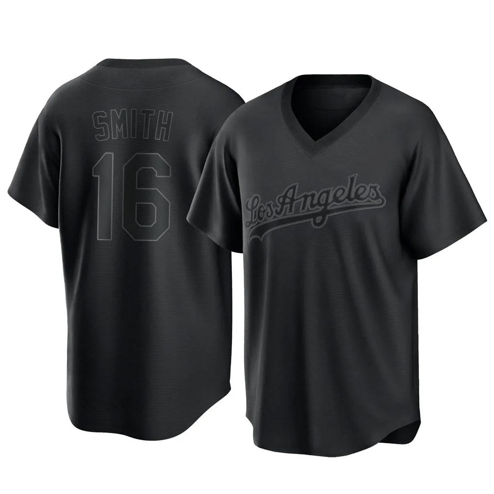 Los Angeles Dodgers #16 Will Smith Player Black Fedasgoge Pitch Fashion T-shirt Stitched Jerseys
