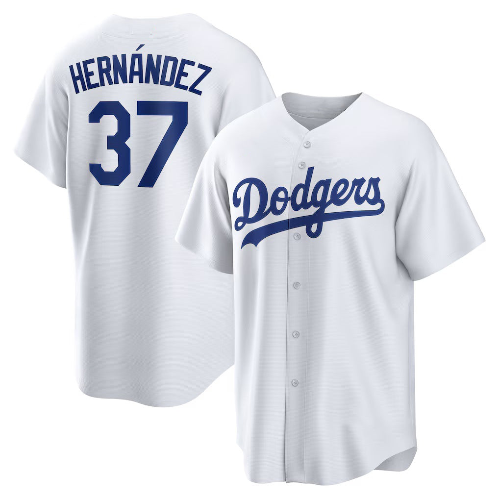 Los Angeles Dodgers #37 Teoscar Hernandez White Fedasgoge Home Replica Jersey