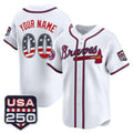 Custom Atlanta Braves White Fedasgoge USA 250 Fourth of July Vapor Premier Limited Jersey ¨C All Stitched