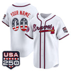 Custom Atlanta Braves White Fedasgoge USA 250 Fourth of July Vapor Premier Limited Jersey ¨C All Stitched