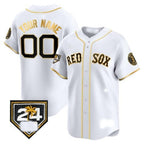 Custom Boston Red Sox 2024 Spring Training Patch Vapor Premier Limited Jersey ¨C White Gold Fedasgoge