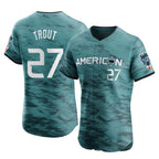 Los Angeles Angels #27 Mike Trout Player Teal Fedasgoge Elite American League Game Vapor Premier All-Star Stitched Jerseys