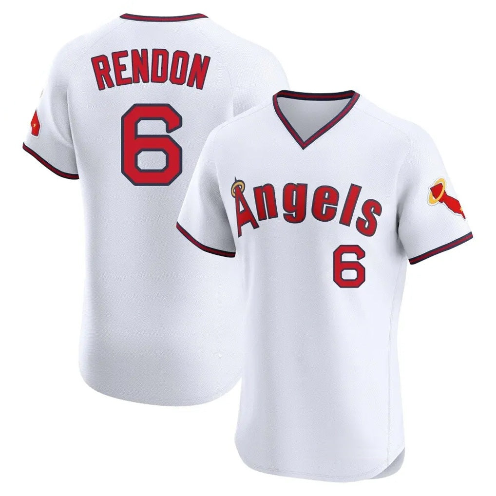 Los Angeles Angels #6 Anthony Rendon Player White Fedasgoge T-shirt Home Limited Elite Stitched Jerseys