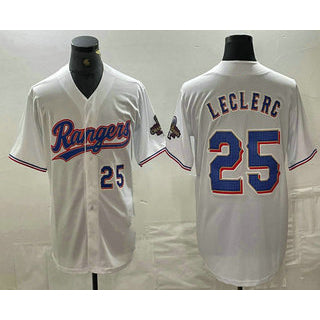 Texas Rangers #25 Jose Leclerc Number White Fedasgoge 2024 Gold Collection Limited Cool Base Jerseys