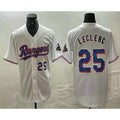 Texas Rangers #25 Jose Leclerc Number White Fedasgoge 2024 Gold Collection Limited Cool Base Jerseys