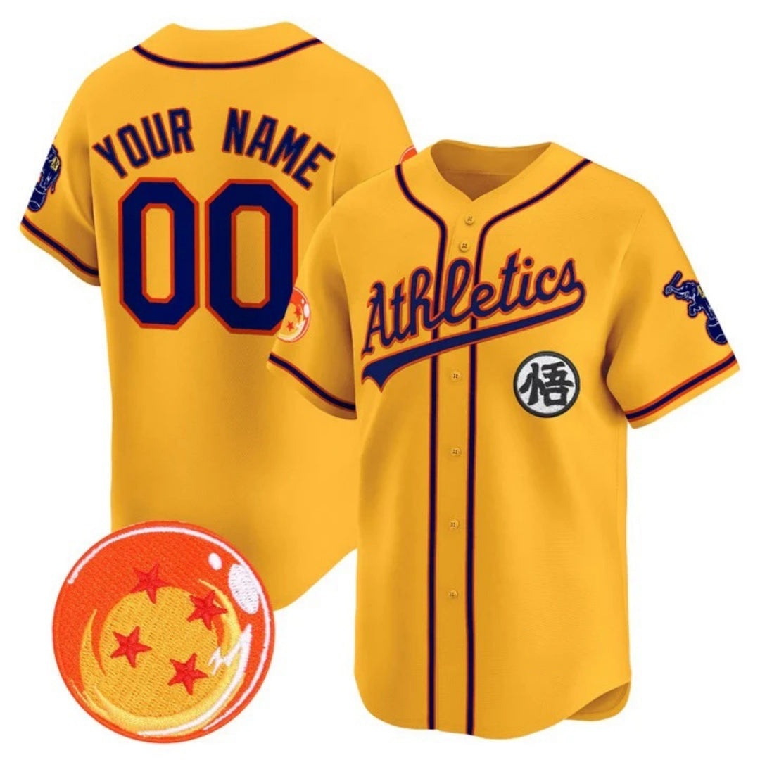Custom Oakland Athletics x Dragon Ball Gold Fedasgoge Vapor Premier Limited Jersey - All Stitched