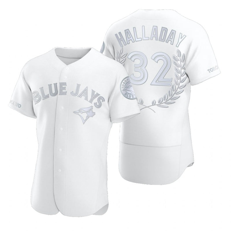 Toronto Blue Jays #32 Roy Halladay White Fedasgoge Flexbase Fashion Jersey