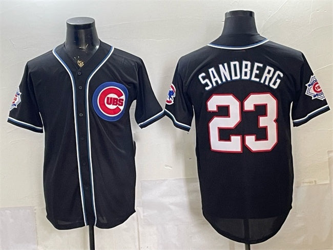 Chicago Cubs #23 Ryne Sandberg 150th Anniversary Black Fedasgoge Out Style Vapor Premier Limited Stitched Jersey