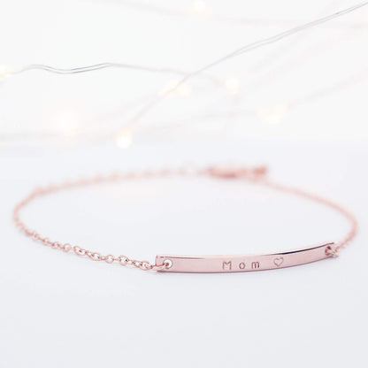 Custom Jewelry 16K Gold Your Name Bar Bracelet Personalized gift Gold Plated bar Delicate Hand Stamp Best bridesmaid Wedding Graduation Gift