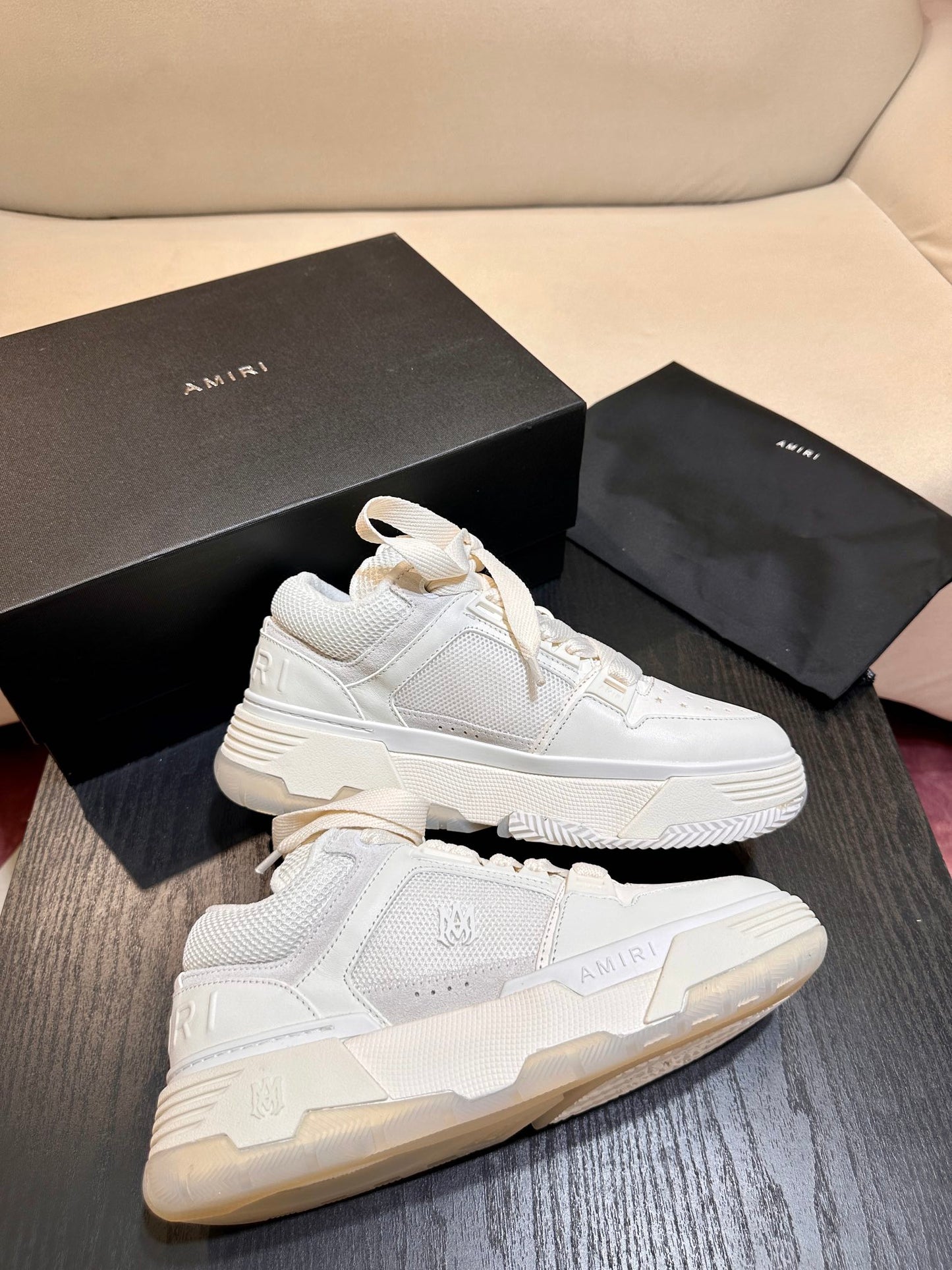 Men's Amiri Premium Leather Platform Mesh Shoes