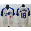 Los Angeles Dodgers #18 Yoshinobu Yamamoto Number White Blue Fedasgoge Fashion Stitched Cool Base Limited Jersey