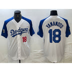 Los Angeles Dodgers #18 Yoshinobu Yamamoto Number White Blue Fedasgoge Fashion Stitched Cool Base Limited Jersey