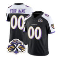 Custom B.Ravens Active Player Black White Fedasgoge 2023 F.U.S.E With Patch Throwback Vapor Limited Stitched Jersey