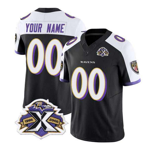 Custom B.Ravens Active Player Black White Fedasgoge 2023 F.U.S.E With Patch Throwback Vapor Limited Stitched Jersey