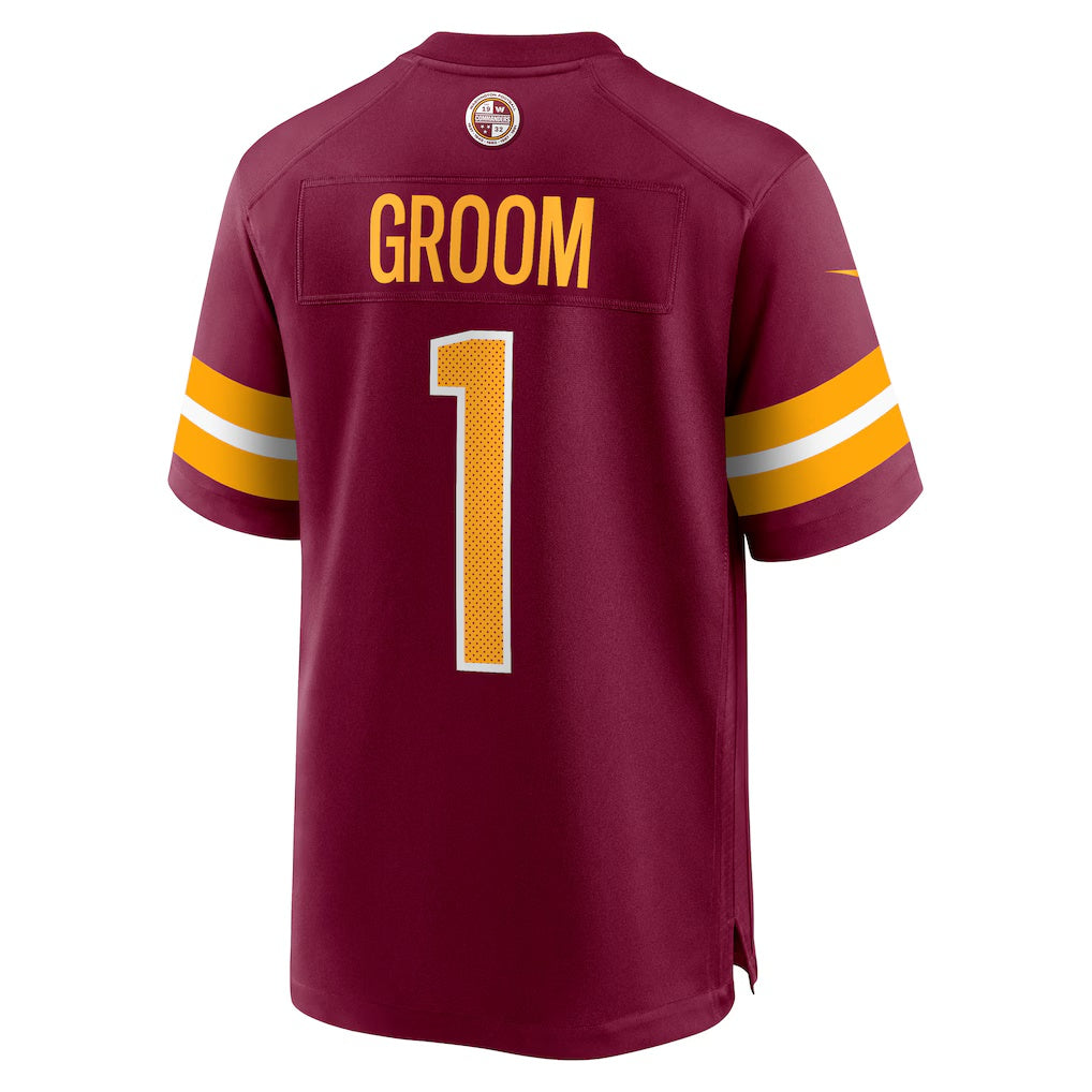 W.Commanders Number #1 Groom Burgundy Fedasgoge Game Jersey