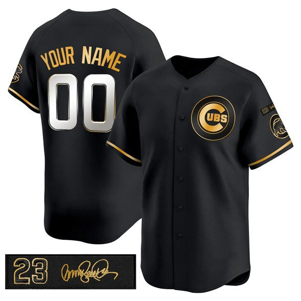 Custom Chicago Cubs Active Player Black Gold Fedasgoge 'Ryne Sandberg Tribute' Vapor Limited V3 Stitched Jersey