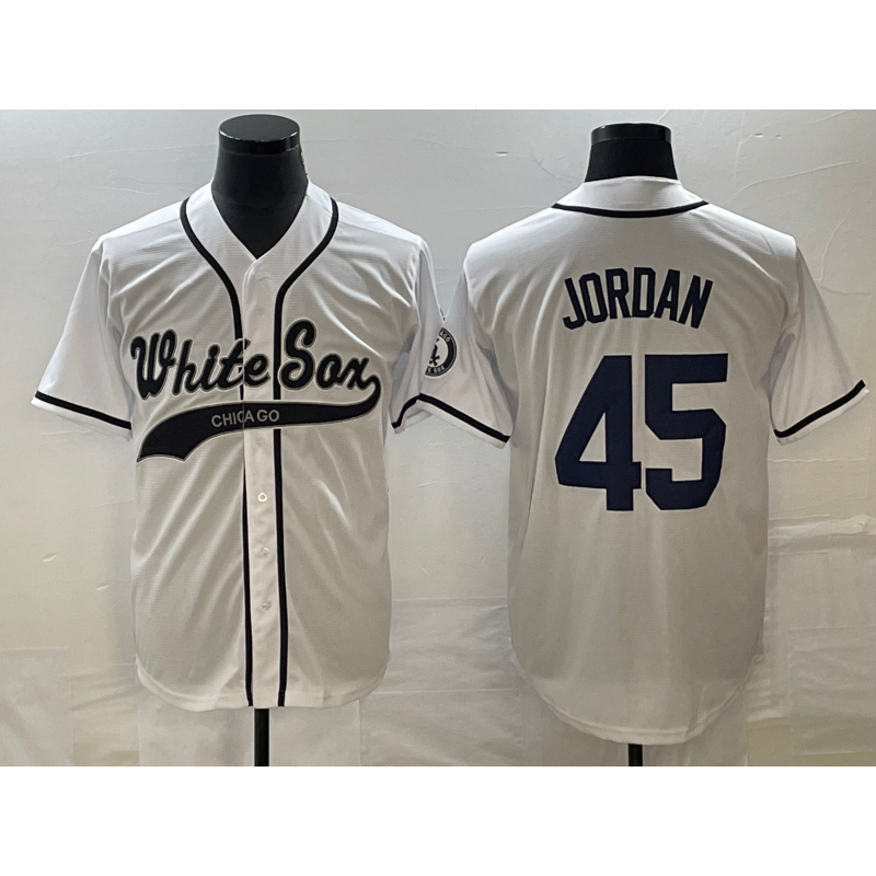Chicago White Sox #45 Michael Jordan White Fedasgoge Cool Base Stitched Jersey