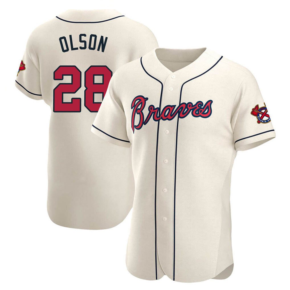 Atlanta Braves #28 Matt Olson Player Cream Fedasgoge Limited Elite Home Game Stitched Jerseys