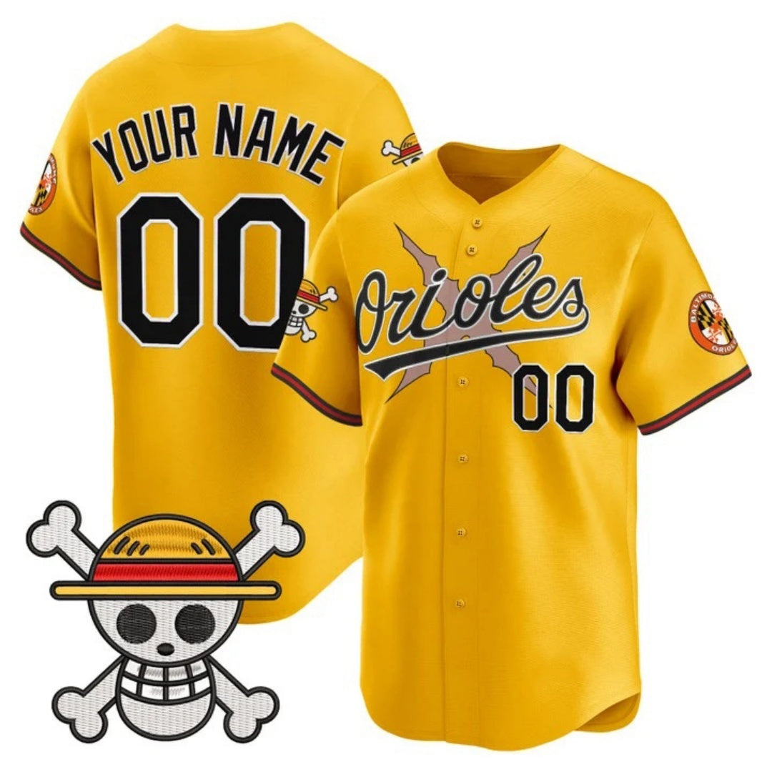 Custom Baltimore Orioles x One Piece Gold Fedasgoge Vapor Premier Limited Jersey - Stitched