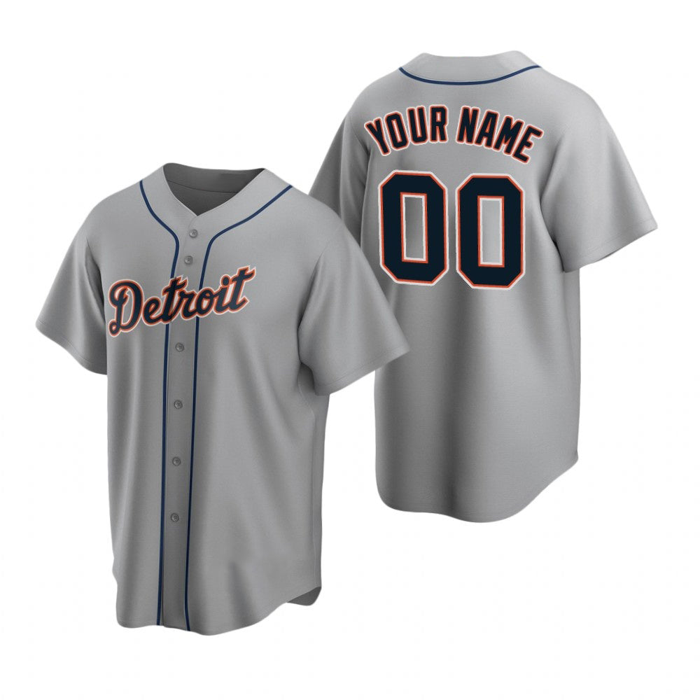 Custom Detroit Tigers Gray Fedasgoge Stitched Cool Base Road Jersey