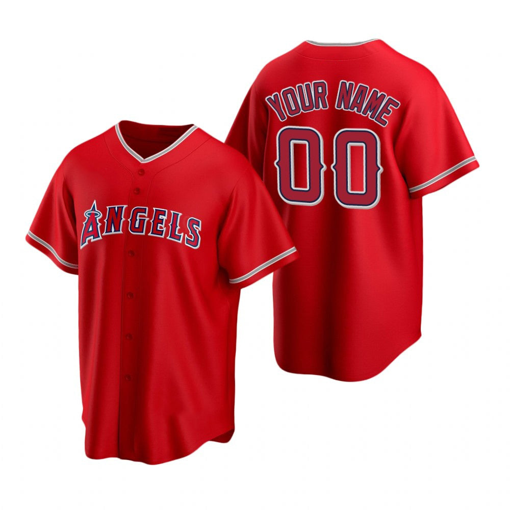 Custom Los Angeles Angels Red Fedasgoge Stitched Cool Base Jersey