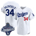 Los Angeles Dodgers #34 Fernando Valenzuela White Fedasgoge 2025 Champions Stitched Jersey
