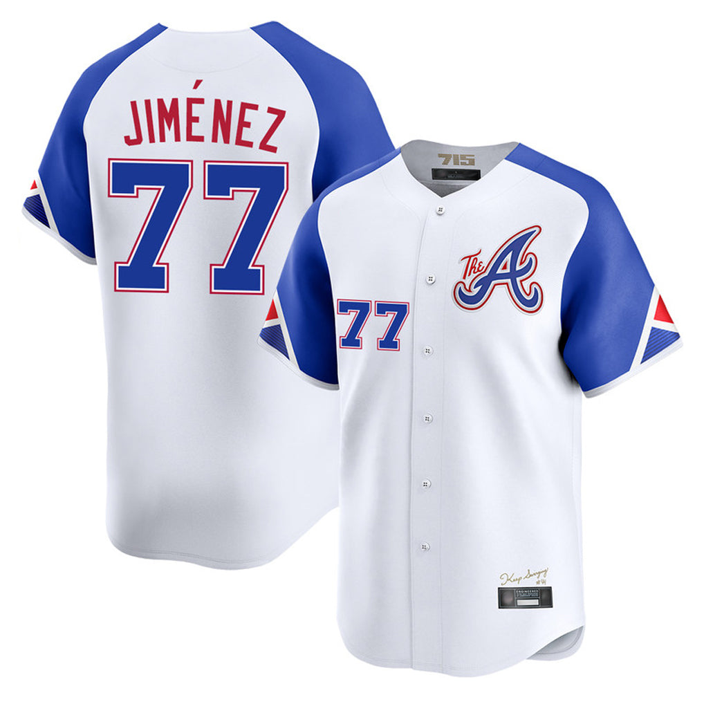 Atlanta Braves #77 Joe Jimenez Player White Fedasgoge City Connect Limited Home Game Stitched Jerseys
