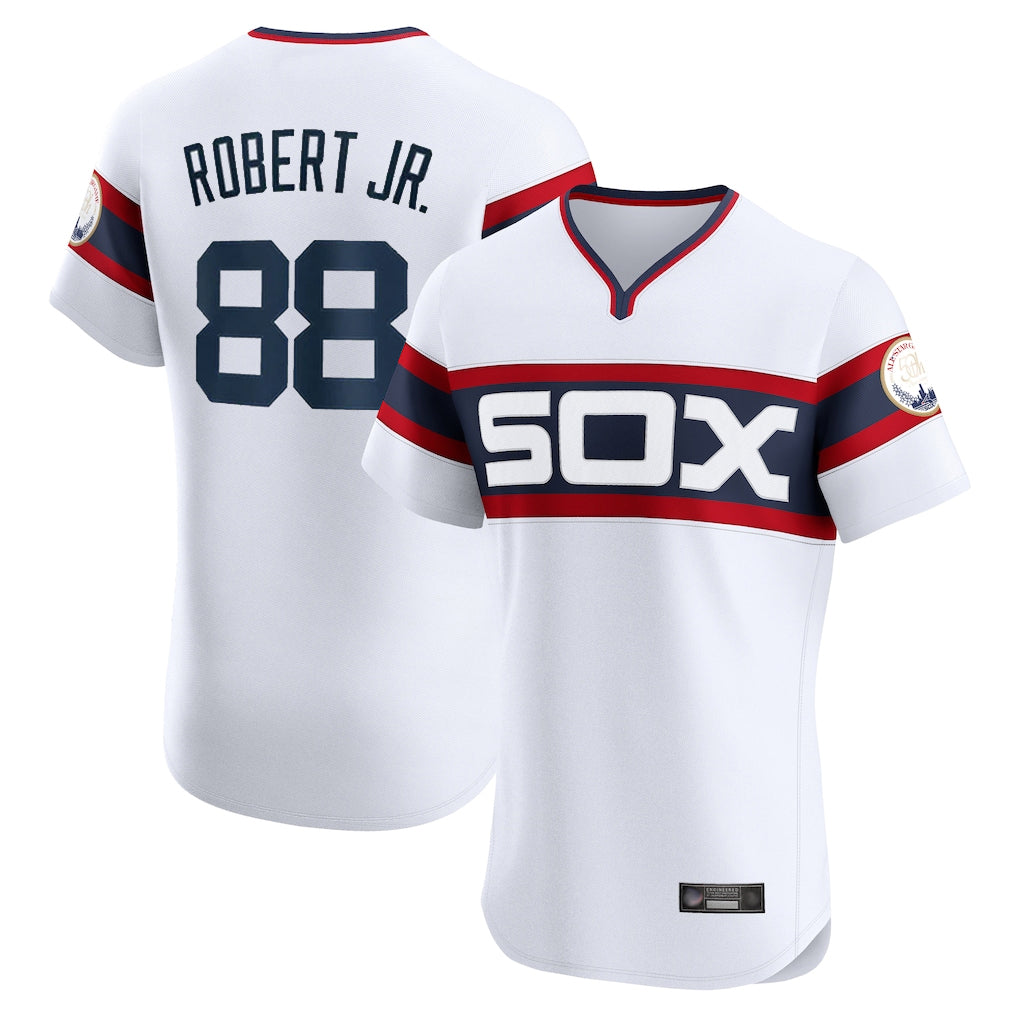 Chicago White Sox #88 Luis Robert Jr Player White Fedasgoge T-shirt Limited Elite Home Stitched Jerseys