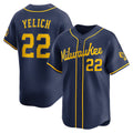 Milwaukee Brewers #22 Christian Yelich Navy Fedasgoge Alternate Limited Jersey