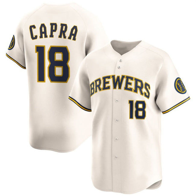 Milwaukee Brewers #18 Vinny Capra Cream Fedasgoge 2025 Limited Stitched Jersey