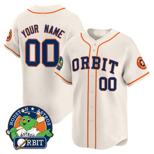 Custom Houston Astros Orbit Patch Vapor Premier Limited Jersey ¨C Cream Fedasgoge