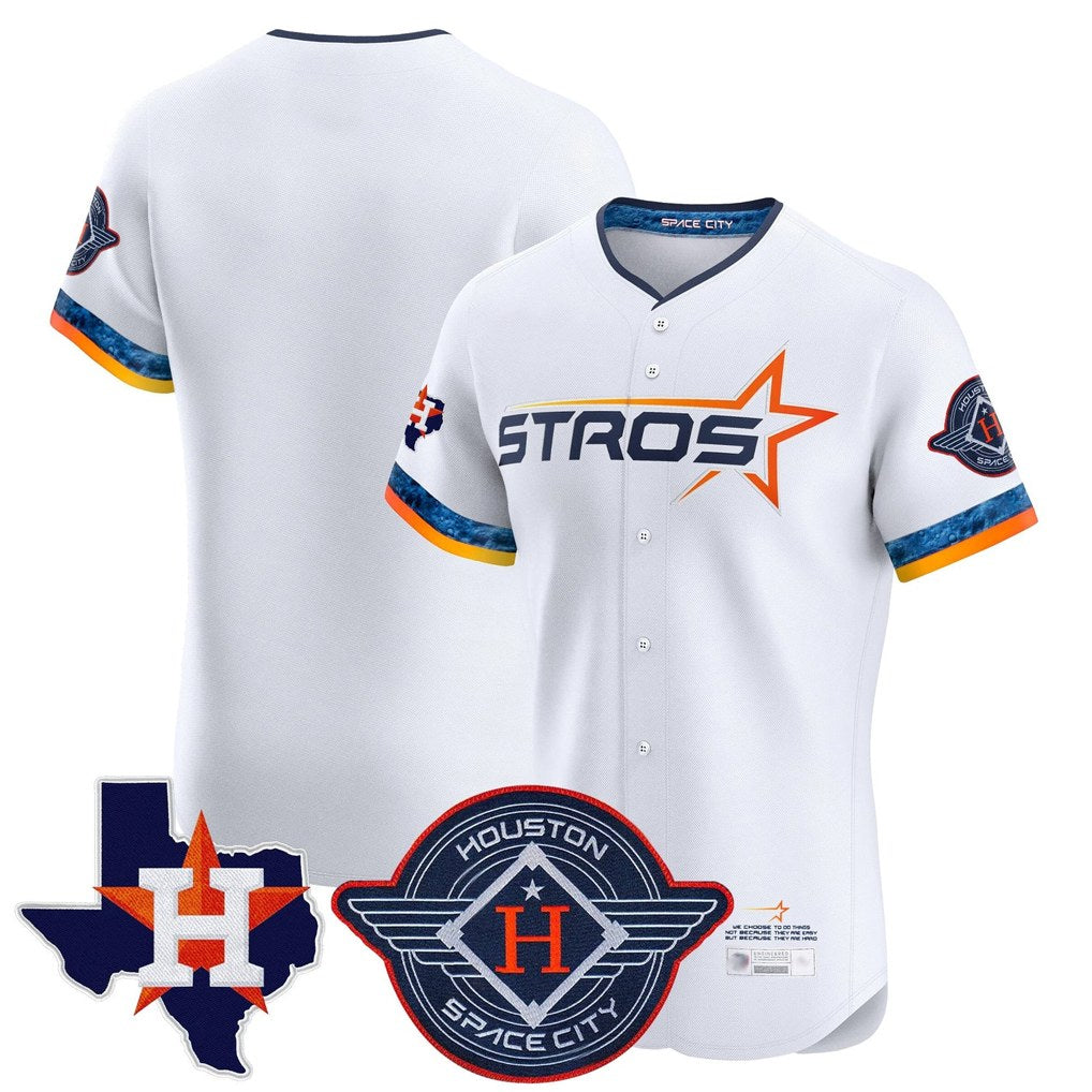 Houston Astros Blank Player White Fedasgoge City Connect Texas Patch Vapor Premier Limited Elite Home Stitched Jerseys