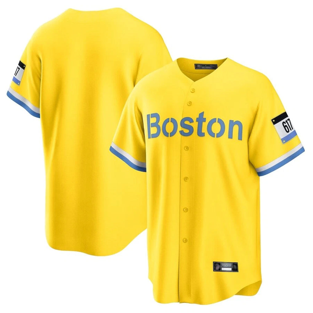 Boston Red Sox Blank Player Yellow Fedasgoge Home Game Stitched Jerseys