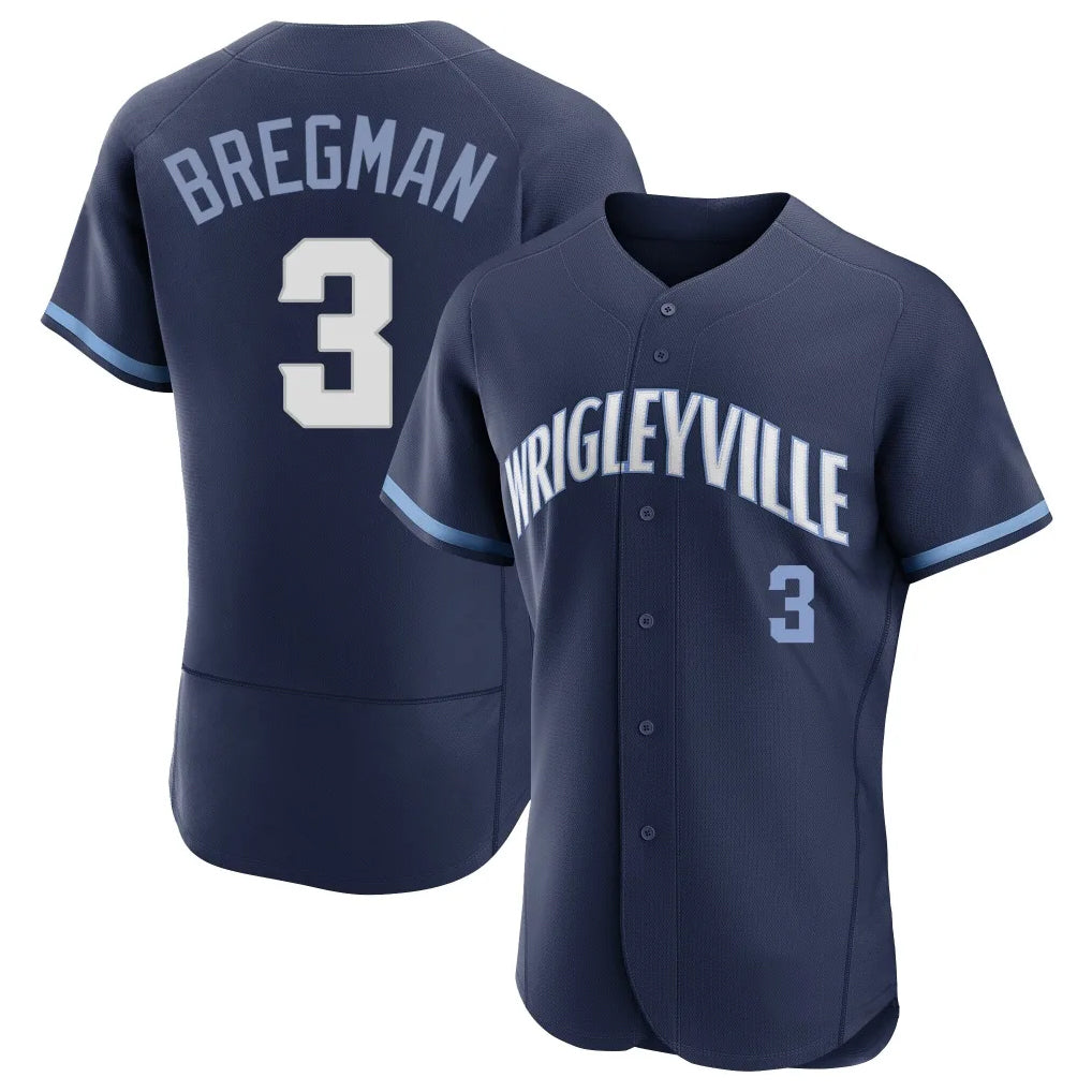 Chicago Cubs #3 Alex Bregman Player Navy Fedasgoge City Connect Limited Elite Home Stitched Jerseys