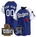 Custom Los Angeles Dodgers ACTIVE PLAYER Royal White Fedasgoge 2024 World Series With Fernando Memorial Patch Limited Stitched Jersey