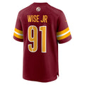 W.Commanders #91 Deatrich Wise Jr. Burgundy Fedasgoge Team Game Jersey
