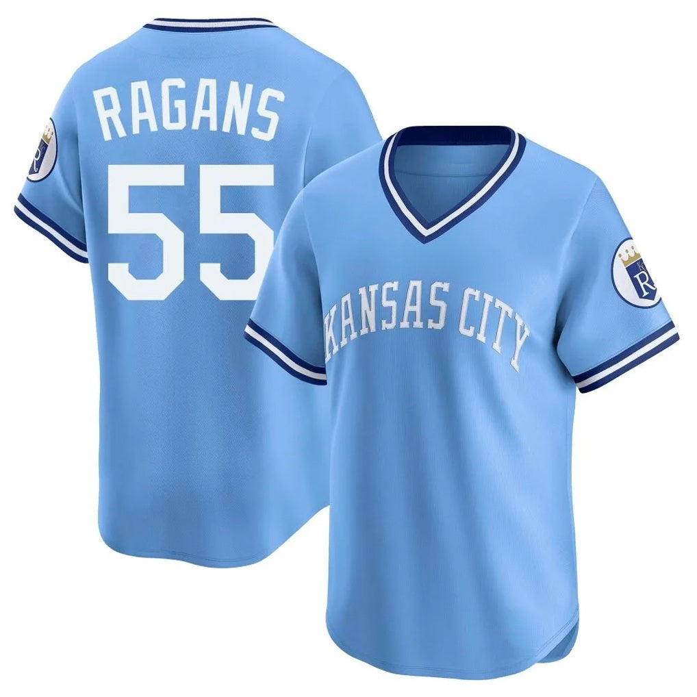 Kansas City Royals #55 Cole Ragans Player Light Blue Fedasgoge Limited Throwback Cooperstown Collection T-shirt Stitched Jerseys