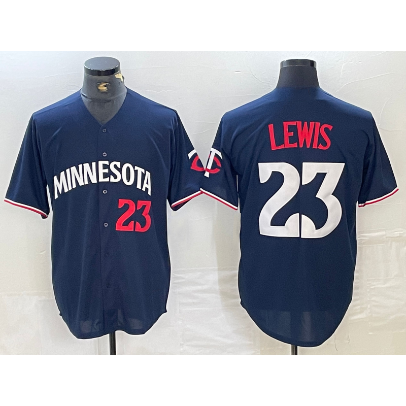 Minnesota Twins #23 Royce Lewis Number 2023 Navy Blue Fedasgoge Cool Base Stitched Jersey 2