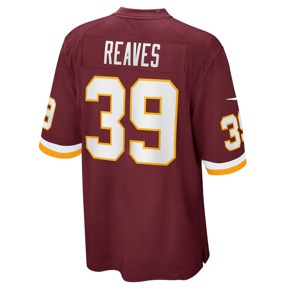 W.Football Team #39 Jeremy Reaves Burgundy Fedasgoge Game Player Jersey