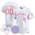 Custom Houston Astros  Love Street & Peace Sign Patch Bubblegum Pink Vapor Premier Limited Jersey ¨C White Fedasgoge