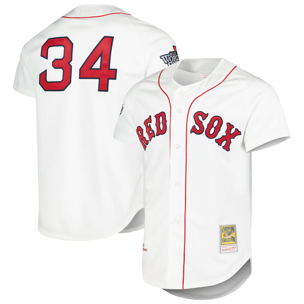 Boston Red Sox #34 David Ortiz Player White Fedasgoge Mitchell & Ness Cooperstown Collection Mesh Home Stitched Jerseys