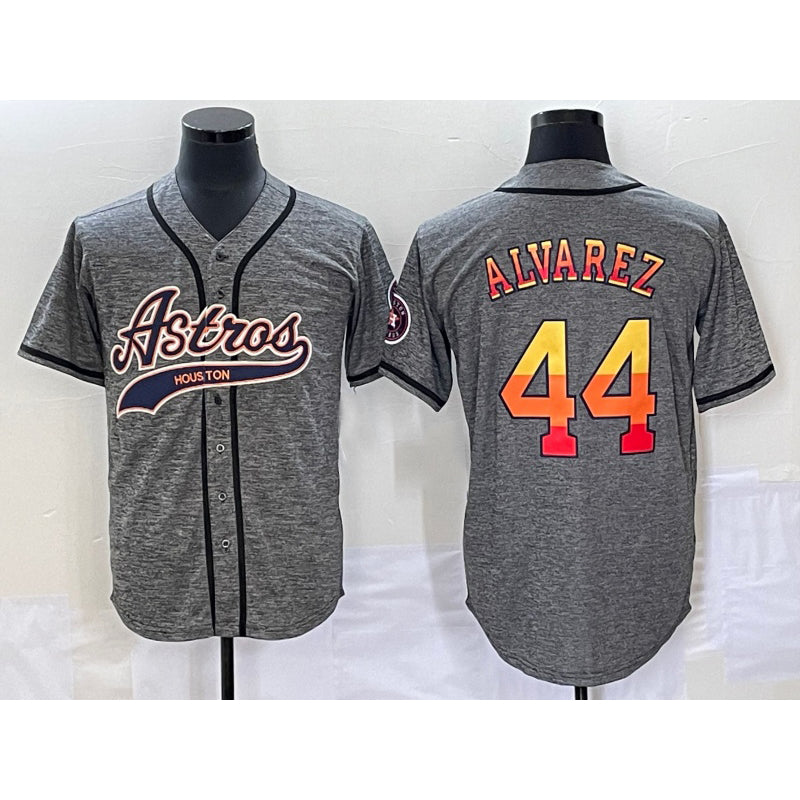 Houston Astros #44 Yordan Alvarez Grey Fedasgoge Gridiron Cool Base Stitched Jersey