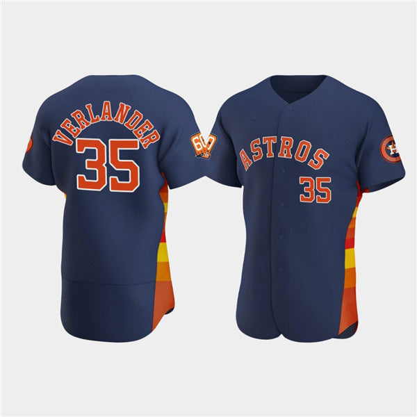Houston Astros #35 Justin Verlander Navy Fedasgoge 60th Anniversary Flex Base Stitched Jersey