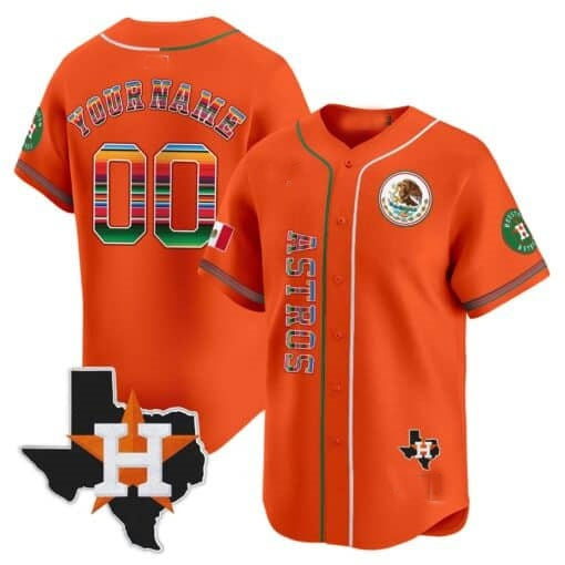 Custom Houston Astros Mexico Vapor Premier Limited Jersey V4 ¨C Orange Fedasgoge