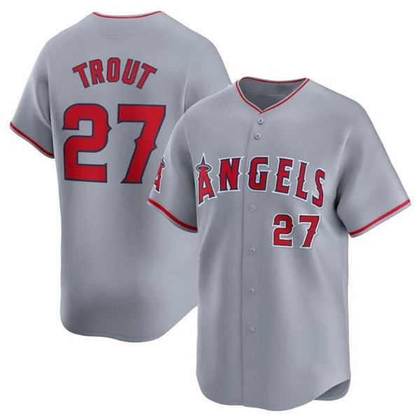 Los Angeles Angels #27 Mike Trout Gray Fedasgoge Away Limited Stitched Jersey