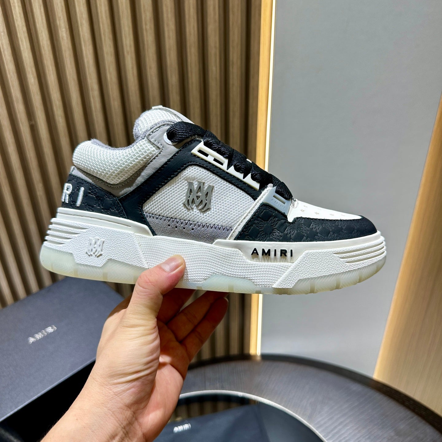 Men's Amiri Premium Leather Platform Mesh Shoes